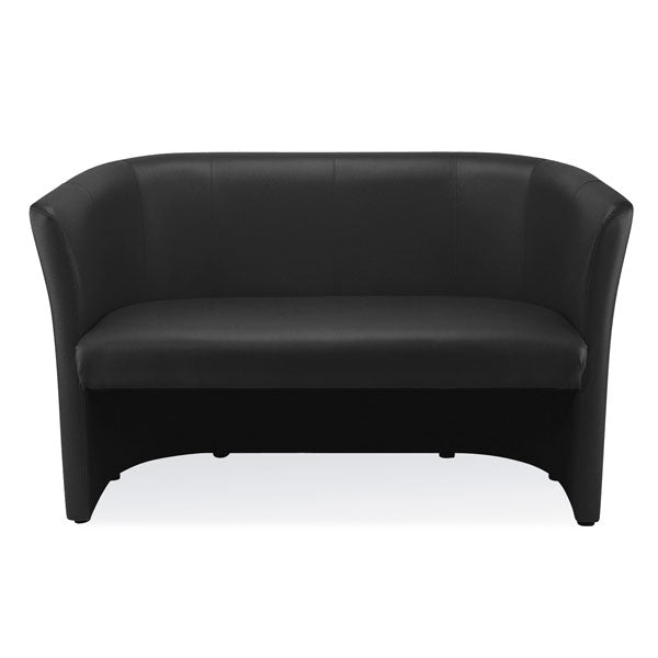 Elegant sort sofa i skindimitation – stilfuld komfort!