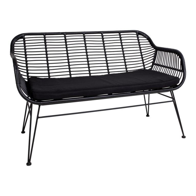 Toscana Sofa Sort Rattan Med Hynde Polyester