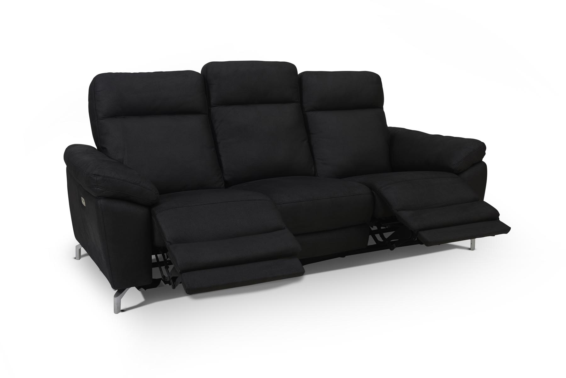Selma Sofa med Elevationssæder i Sort Microfiber – Tilbud!