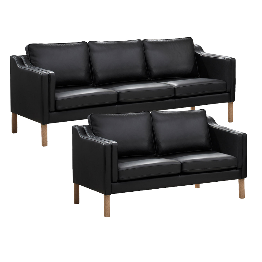 Clausholm Sofa i Sort Læder til Skarp Pris