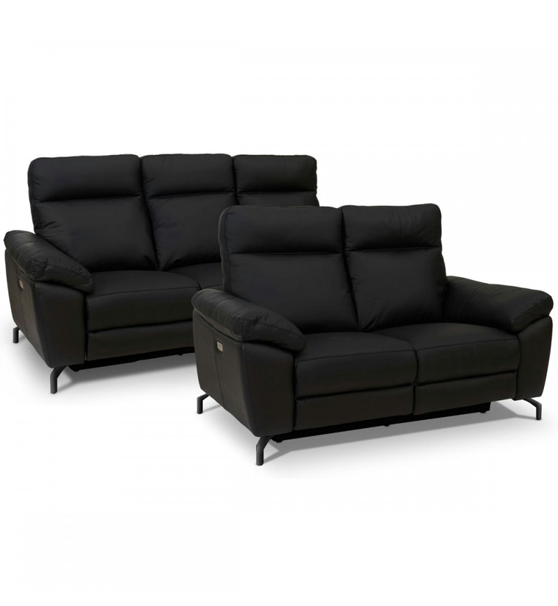 Selesta 2pers Sofa Sort Læder Slidflader Med