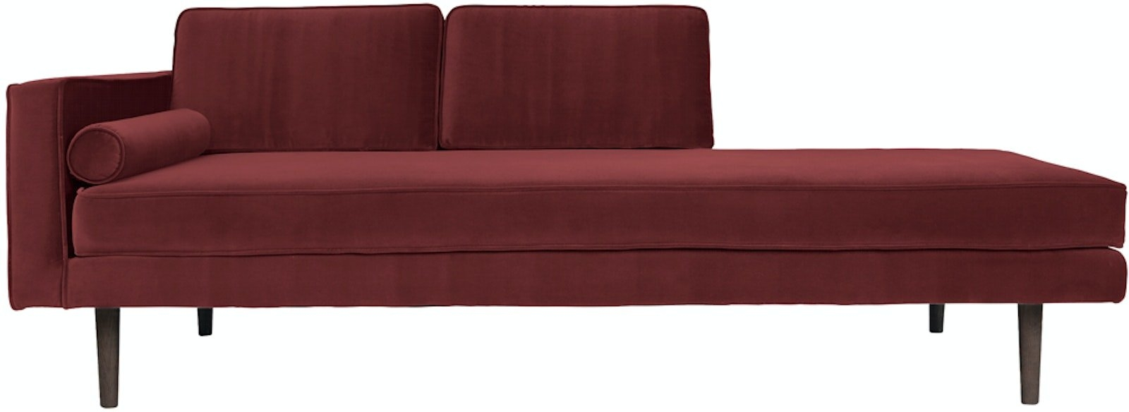 Chaiselong Sofa Broste Copenhagen Wind Rød Velour Loungesofa Ekstra Blød 200x88x74