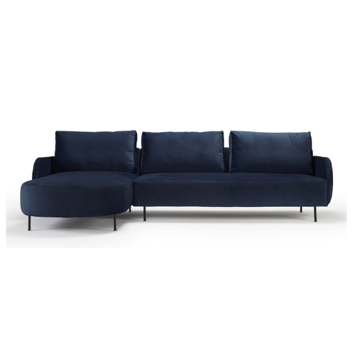 Luksuriøs 3-personers sofa i blå velour – Vinterhavn