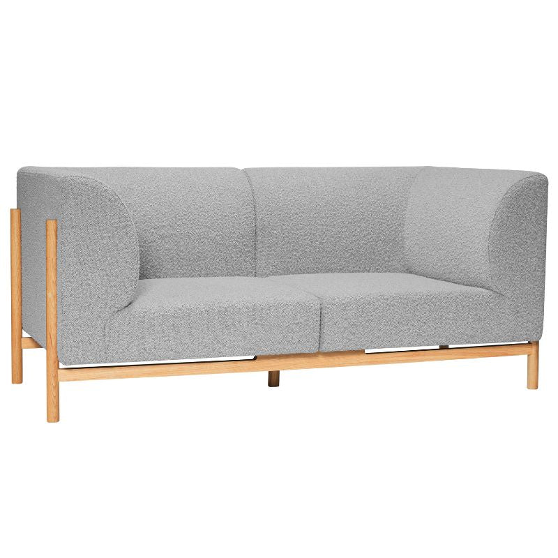 Elegant 2-personers sofa i grå med egetræ – Must-have!