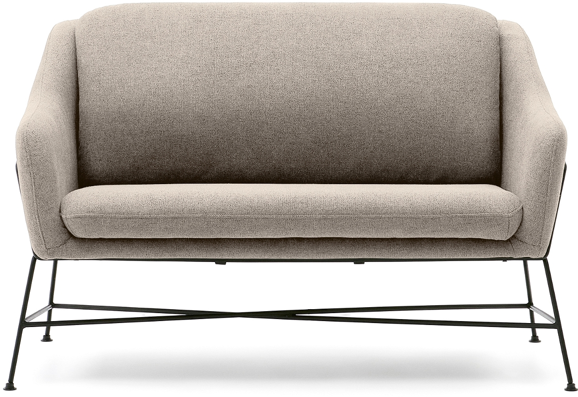 Elegant 2-personers sofa i beige med sort stålramme