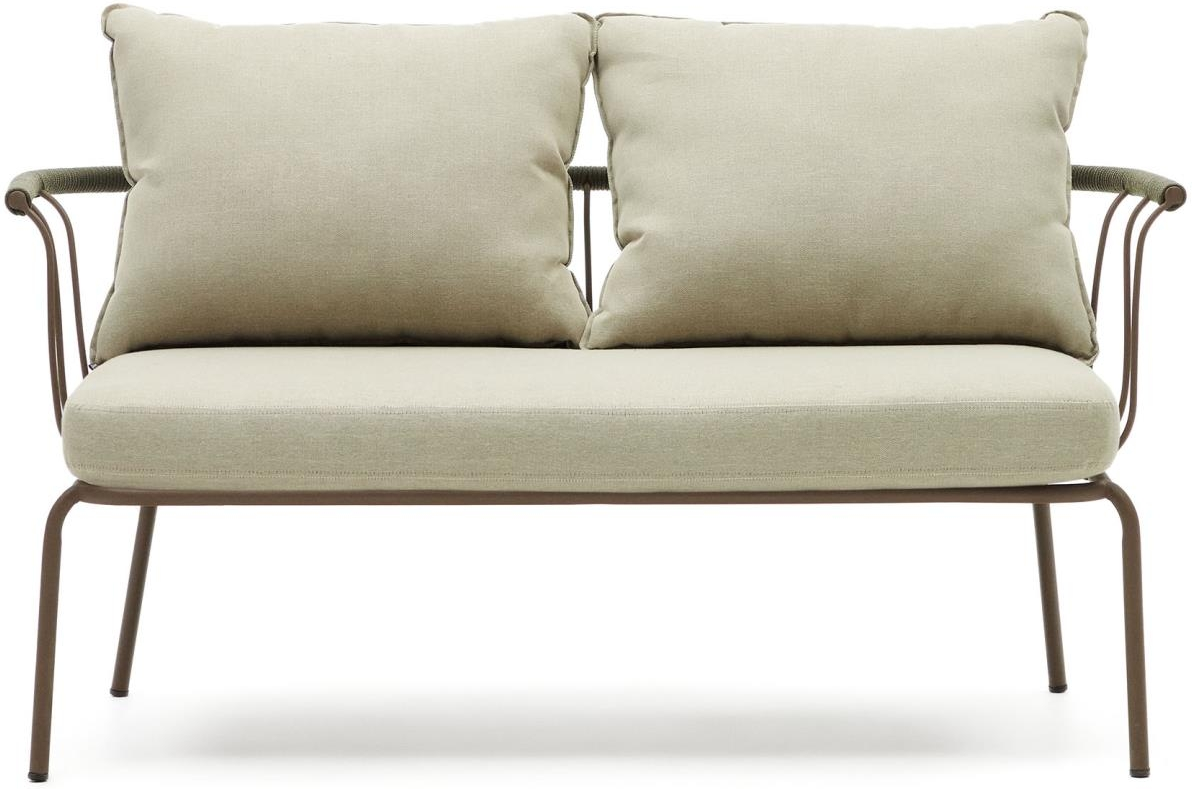 Udendørs Personers Sofa Kave Home Salguer Galvaniseret Stål Med Snore Detaljer Puder Brun Beige Grøn
