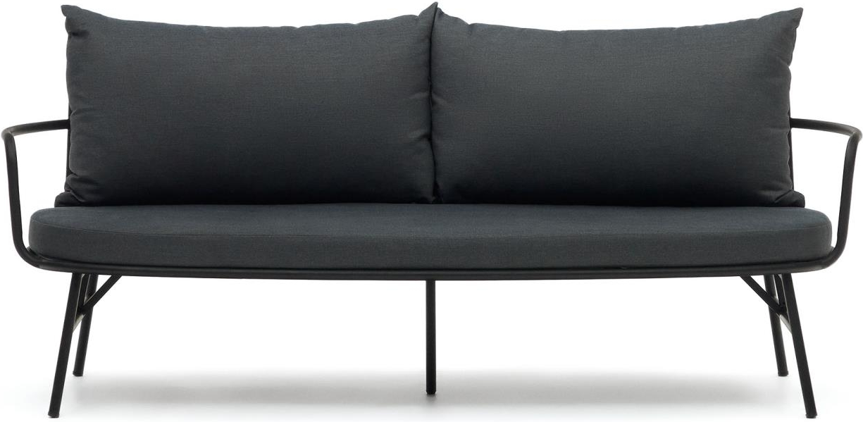 Personers Udendørs Sofa Kave Home Bramant Sort Stål Til Overdækkede Rum Med Aftagelige Vandafvisende Puder
