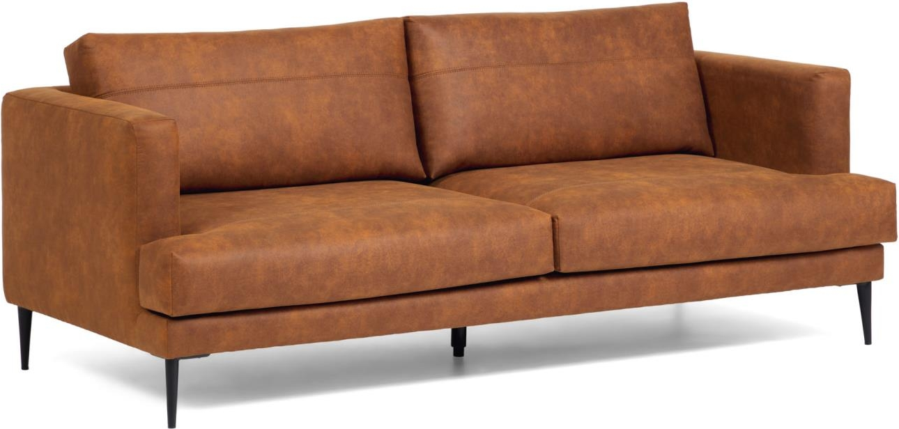 Personers Sofa Kave Home Tanya Vintage Nordisk Moderne Polstret Stof Brun 183x87x77