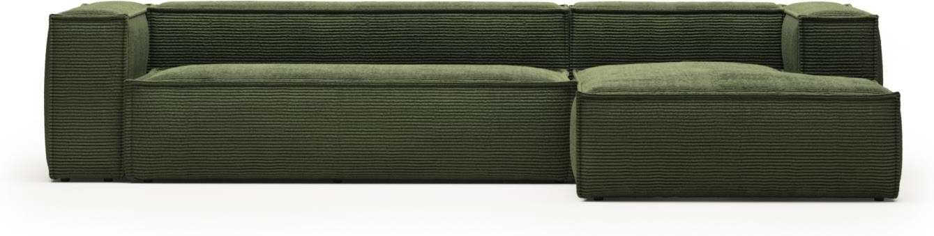 Kave Home Blok Chaiselong Sofa til 4 - Grøn Corduroy Tilbud