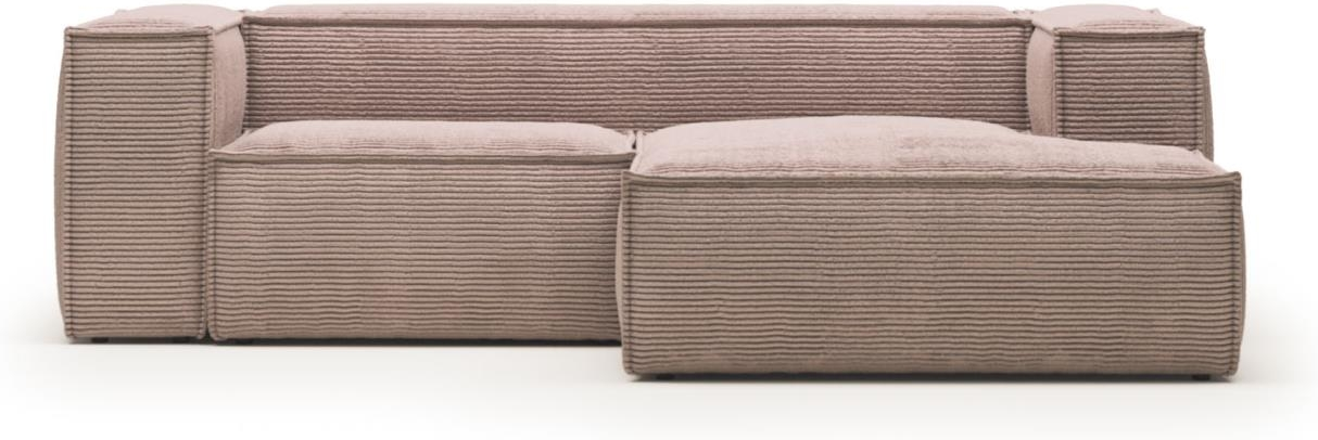 Chaiselong Sofa Højrevendt Kave Home Blok 240x174 Lyserød Corduroy Stof
