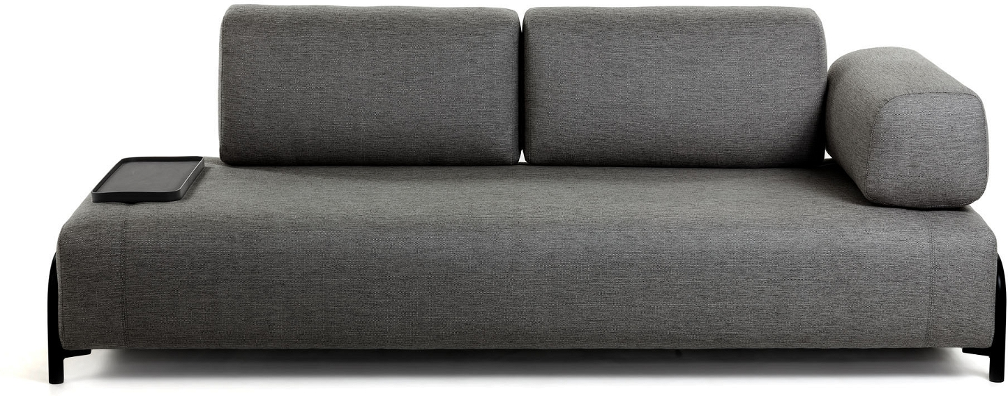 Personers Sofa Kave Home Compo Sort Polstret Stof Med Højre Armlæn