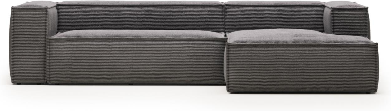 Højrevendt Chaiselong Sofa i Grå Ribstof fra Kave Home