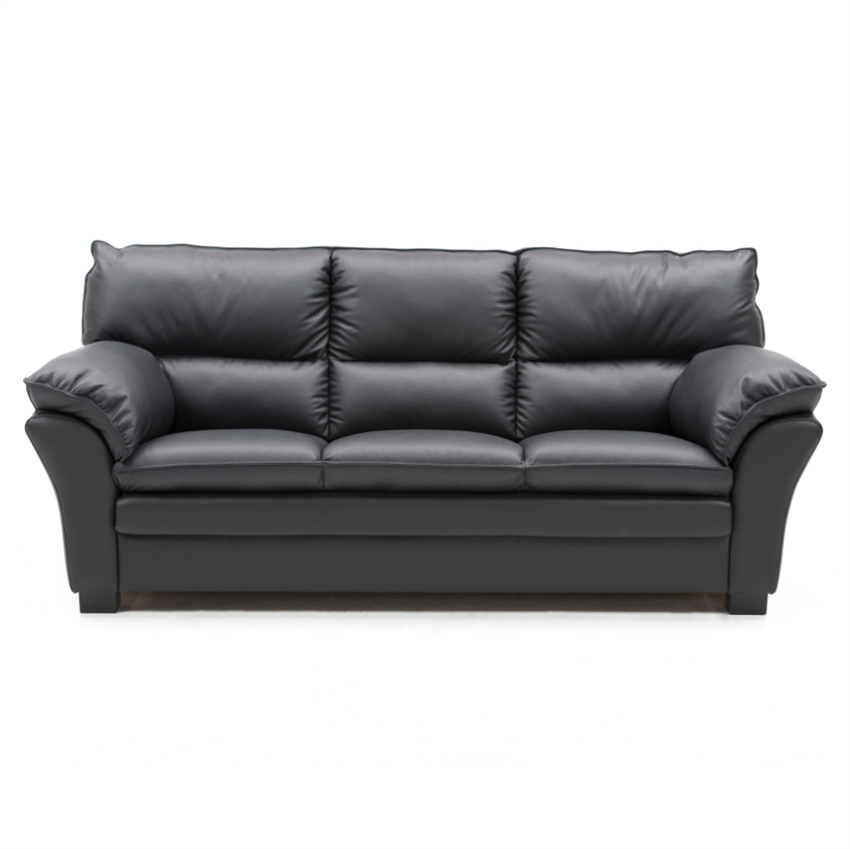 Palma 3-personers sofa i sort semi spaltlæder – Udsalg!
