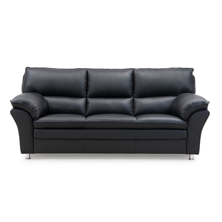 Palma 3-personers sofa i sort semi spaltlæder med stålben