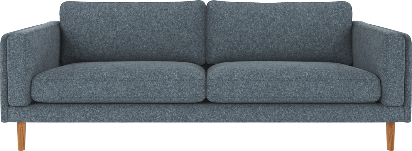 Elegant blå 3-personers sofa med egetræsben – Tilbud!