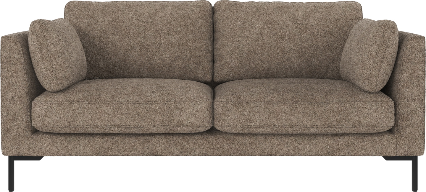 Rowico Corwin Personers Sofa Mørk Beige Anna Stof Med Sorte Pulverlakerede Metalben