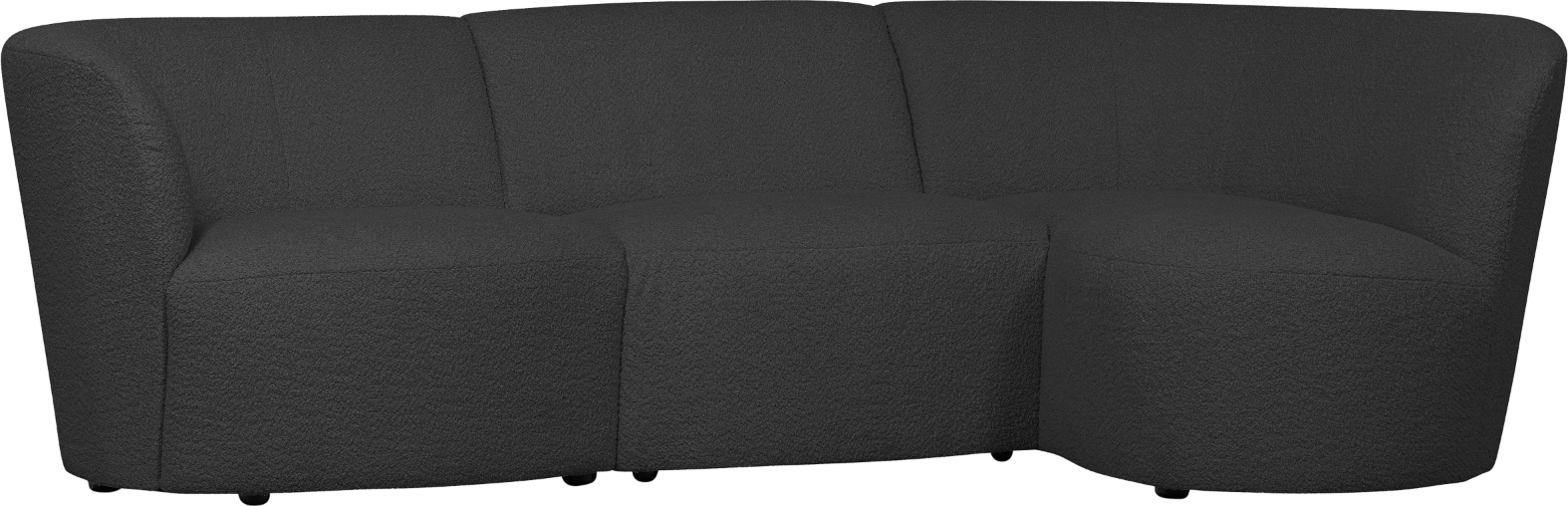 Højrevendt 3-Personers Sofa Woood Coco i Mørkegrå Uldboucl