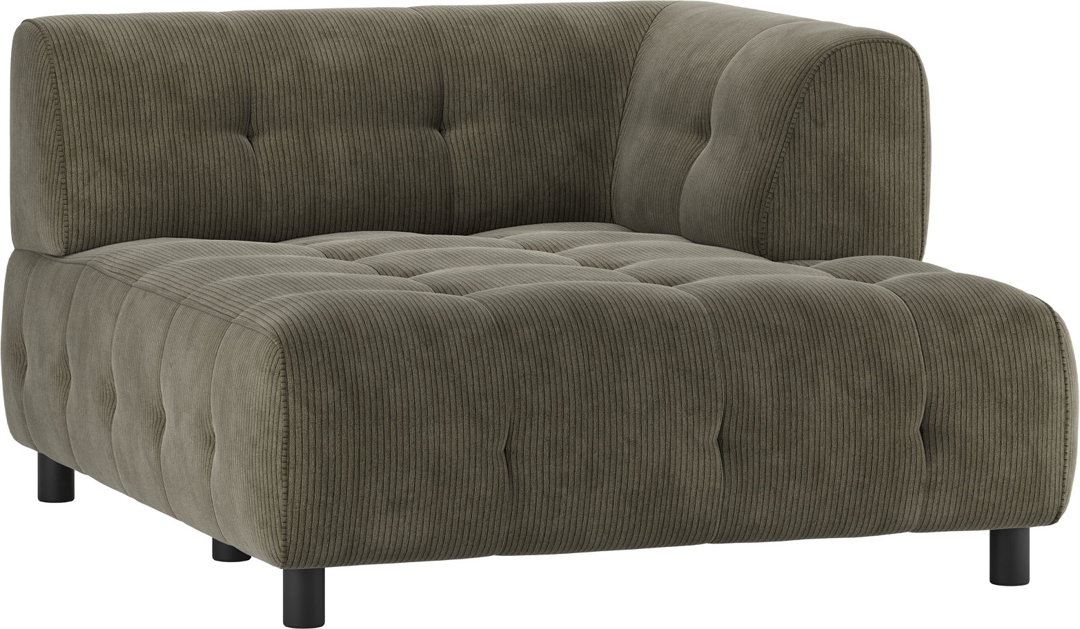 Modulær Sofa Woood Louis Chaiselong Med Højre Armlæn Grøn Fløjl