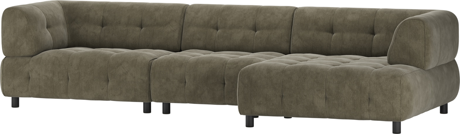 Højrevendt Chaiselong Sofa i Grøn Fløjl fra Woood