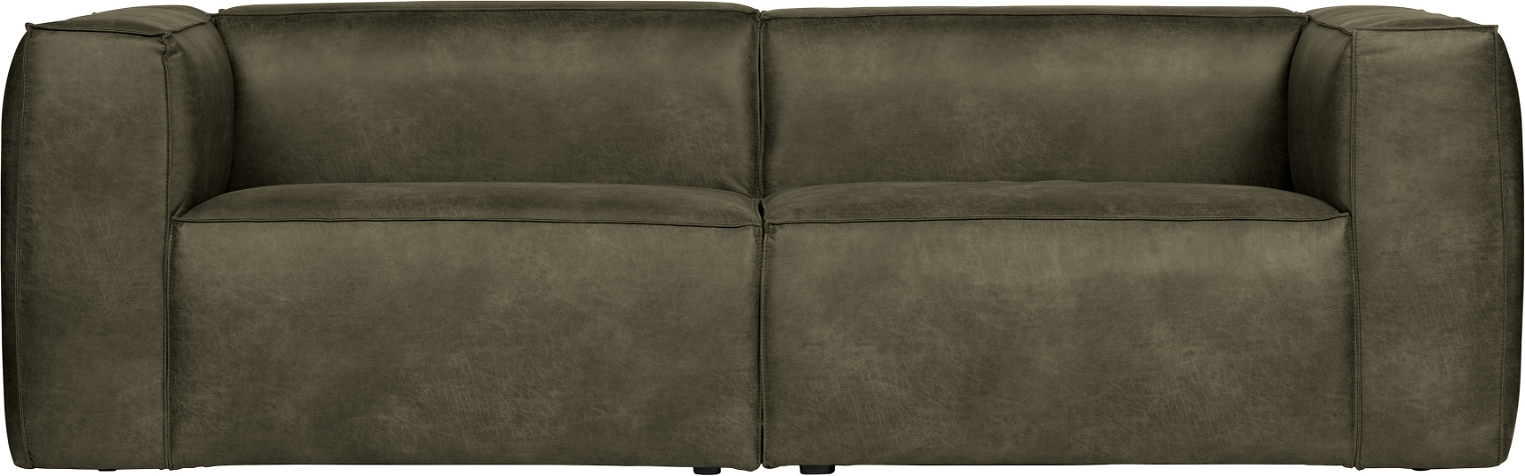 Stilfuld 3,5-Personers Sofa i Grøn Læderlook - Komfortabel Elegance