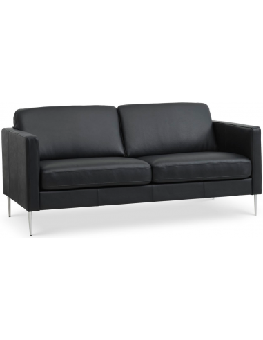 Askset Personers Sofa Semi Anilin Læder B180 D86 Børstet Alugrå Sort