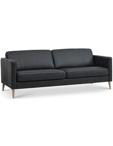 Askset Personers Sofa Semi Anilin Læder B214 D86 Natur Sort