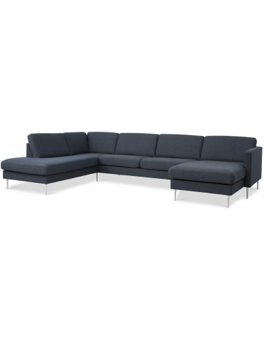 Askset Venstrevendt Sofa Polyester B336 D219 Børstet Alugrå Navy
