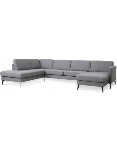 Moderne venstrevendt sofa i sort og lysegrå til stuen