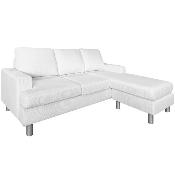 Homeville Boston Hvid Fløjl Sofa med Chaiselong