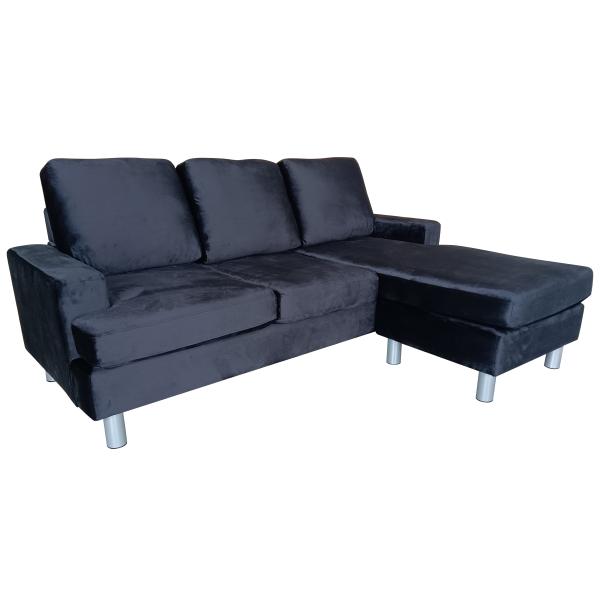 Homeville Boston Hjørnesofa i Sort Velour - Tilbud!