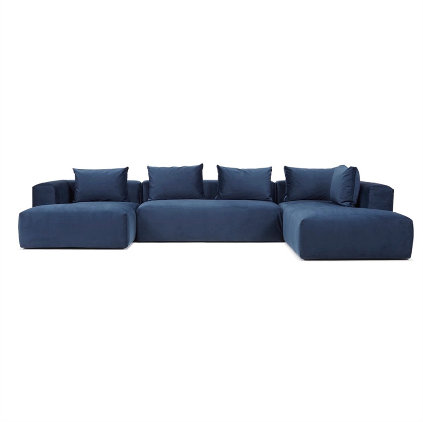 Cozy U-sofa i Blå Stof - Højrevendt Design fra Nordly