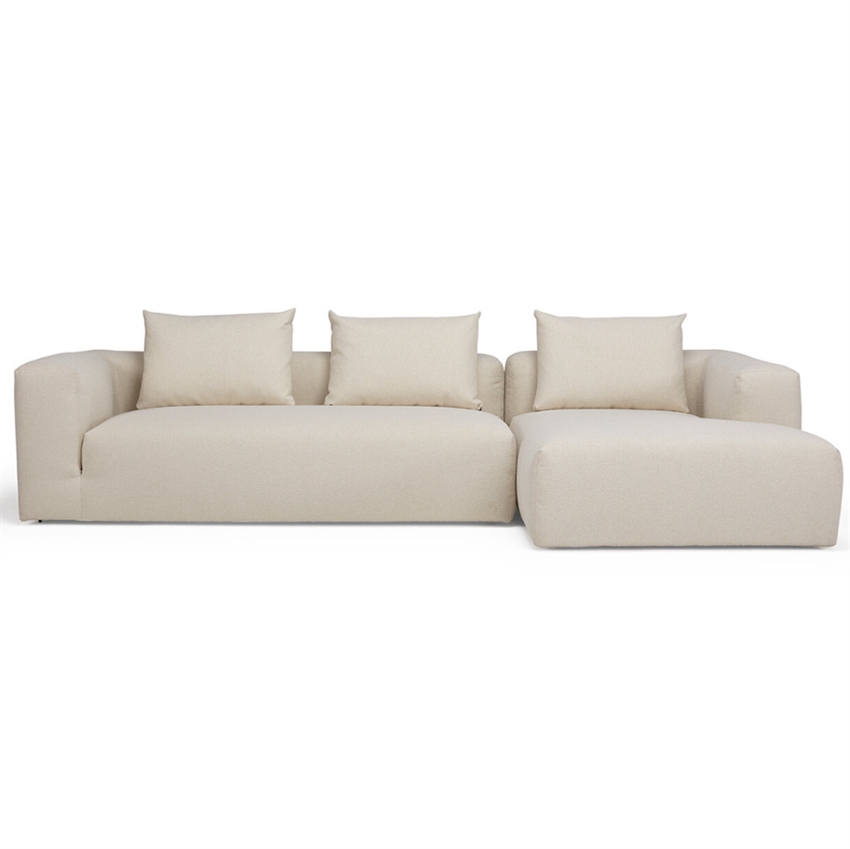 Elegant 3-personers sofa i naturstof – Højrevendt design