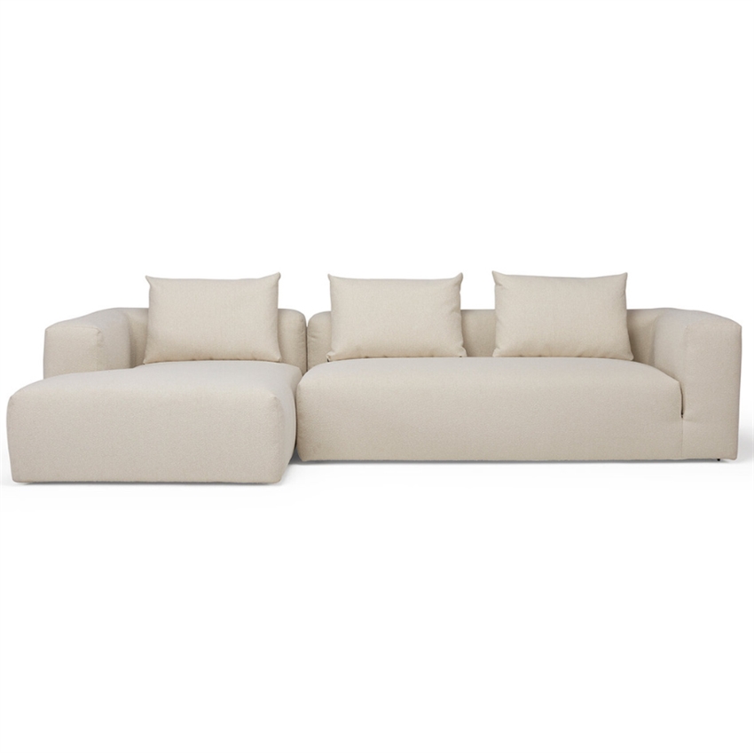 Elegant Cozy Sofa i Natur Stof med Chaiselong - Komfort!
