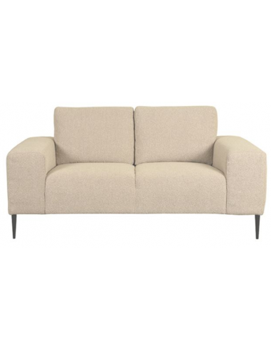 Elegant 2-personers sofa i sort metal og sandfarvet boucl