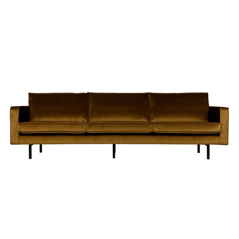 Rodeo Pers Sofa i Honninggul Velour – Elegant Bestseller!