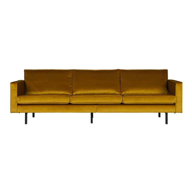 Elegant Rodeo Pers Sofa i Gul Velour – Designklassiker til Hjemmet