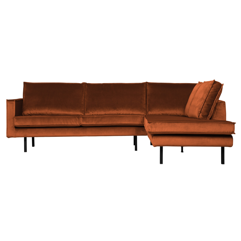 Rodeo Hjørnesofa Højrevendt Velour Rust