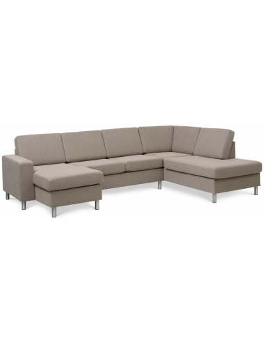 Moderne lysebrun U-sofa i polyester - Hurtig levering!