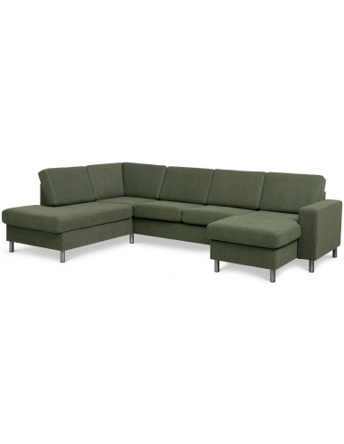 Moderne U-sofa i mosgrøn – Stilfuld komfort til stuen!