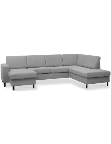Moderne U-sofa i sort og grå polyester til stuen