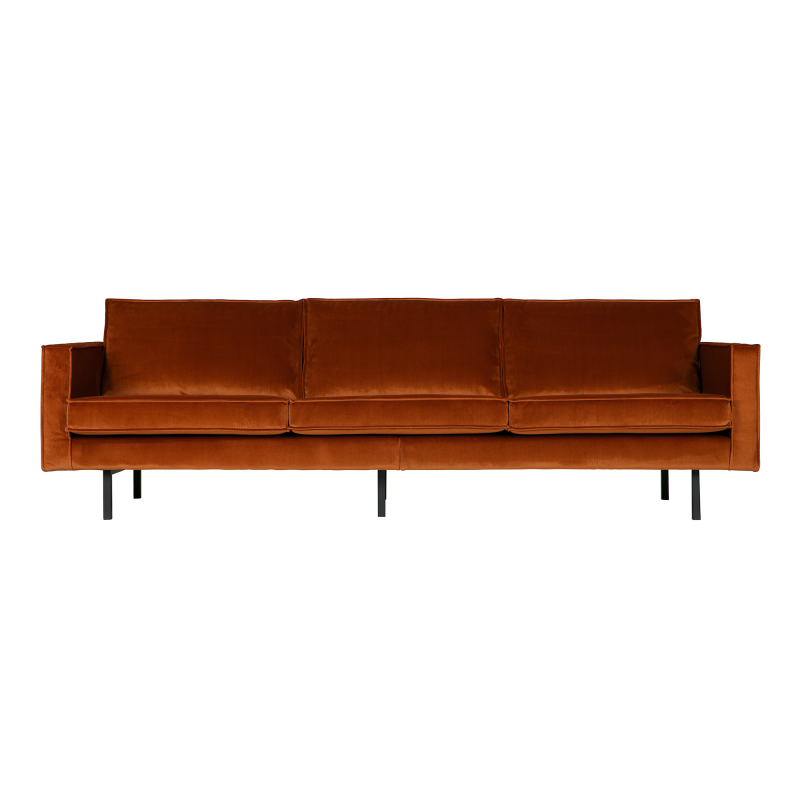 Rodeo Pers Sofa i Rustfarvet Velour – Elegant Stueindretning
