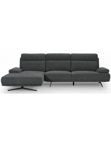 Salli Venstrevendt Chaiselong Sofa Stål Polyester 304 176 Sort Mørkegrå