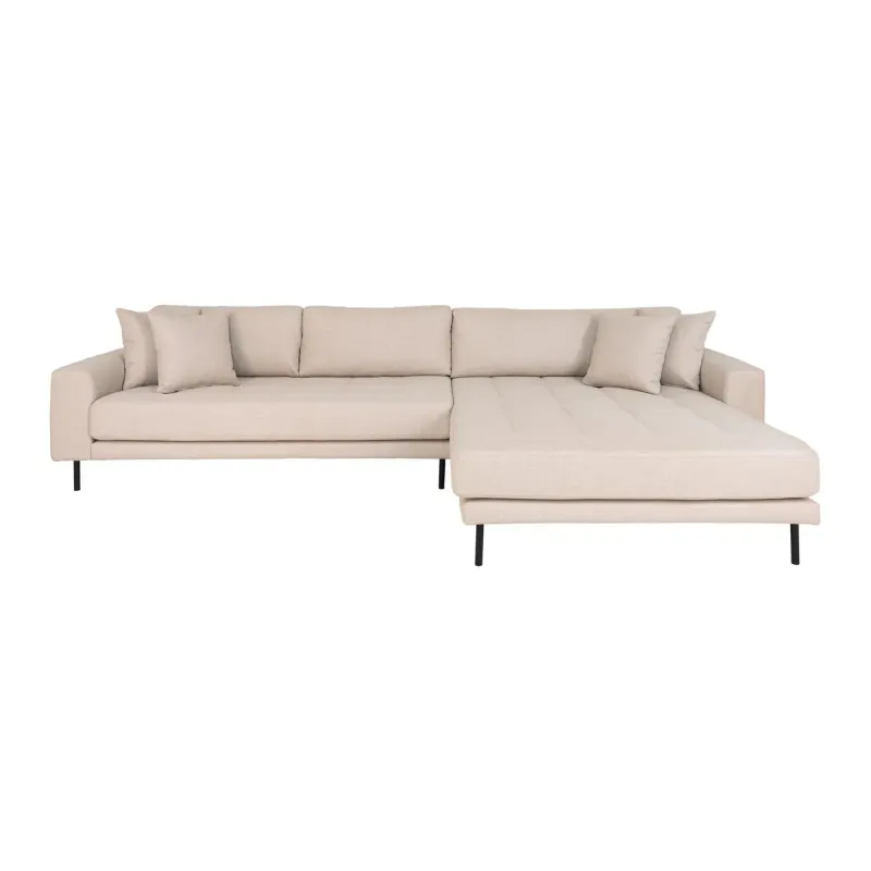 Beige højrevendt sofa med puder – Lido Lounge tilbud!