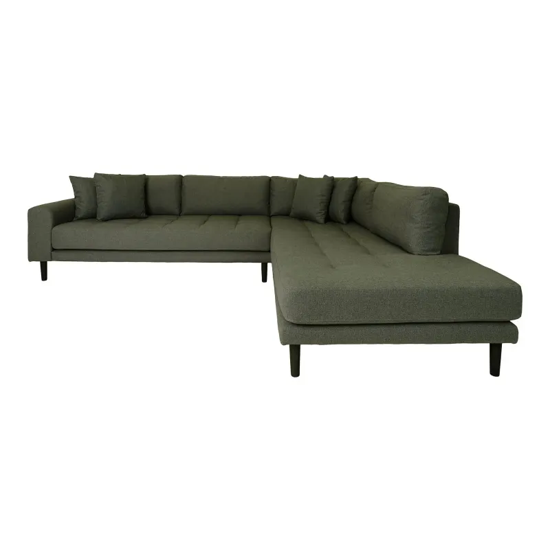 Olivengrøn Højrevendt Sofa med Puder – Moderne Stil