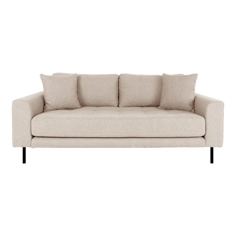 Elegant Beige Sofa med Puder og Sorte Stålben - HN1025
