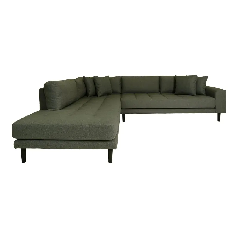 Olivengrøn Venstrevendt Hjørnesofa med 4 Puder - Tilbud!