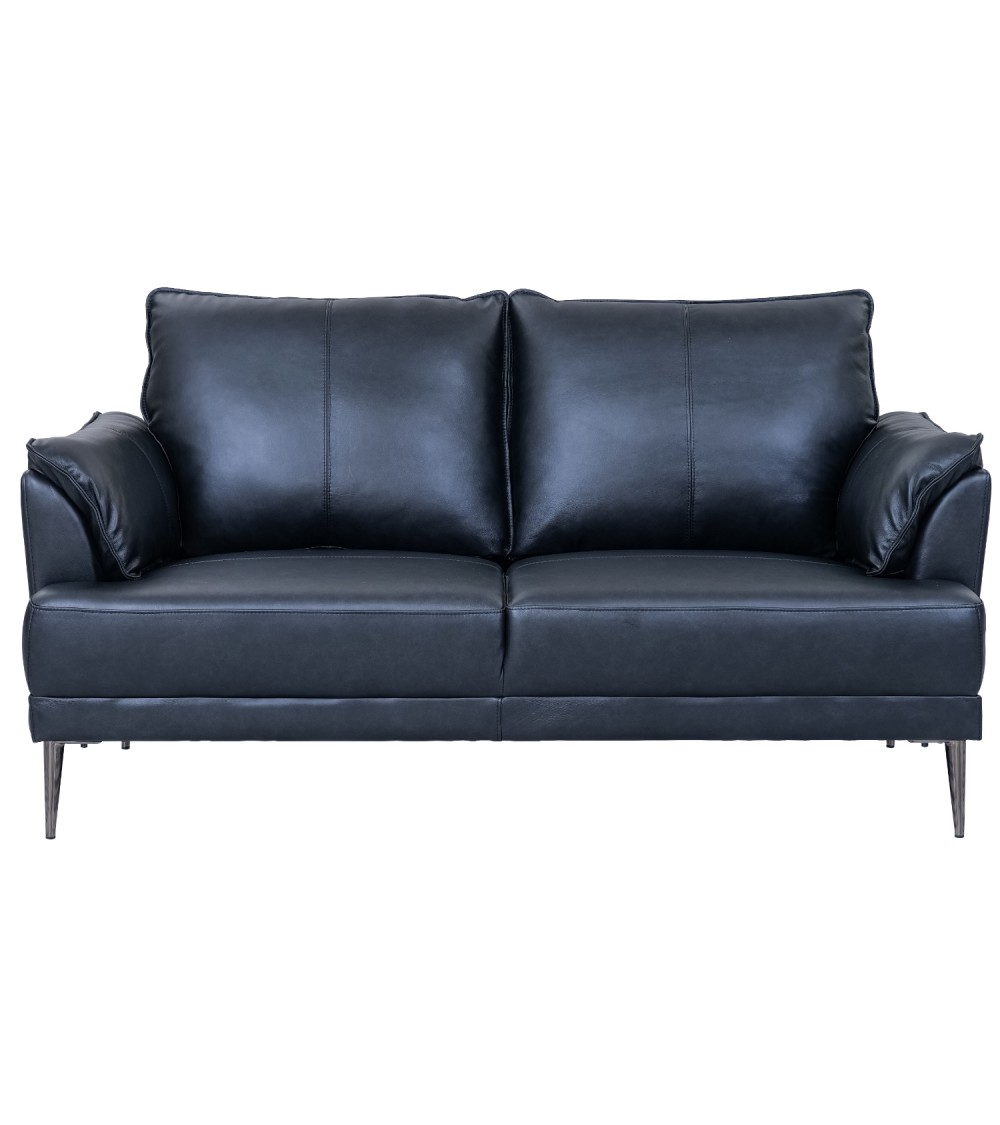 Elegant 2-personers sofa i sort læder – skandinavisk design