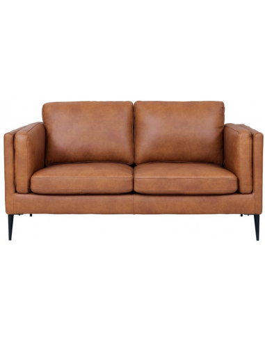 Moderne 2-personers sofa i ægte læder og metal