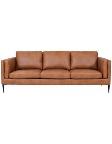 Moderne 3-personers sofa i sort metal og cognac læder